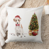 ワイヤーヘアジャック・ラッセルおもしろい・クリスマス犬 クッション (ブランケット)