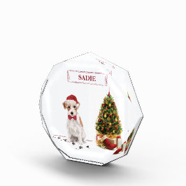 ワイヤーヘアジャック・ラッセルおもしろい・クリスマス犬 フォトブロック