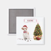 ワイヤーヘアジャック・ラッセルおもしろい・クリスマス犬 マグネット (正面/裏面)