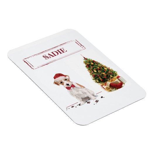 ワイヤーヘアジャック・ラッセルおもしろい・クリスマス犬 マグネット (右側)