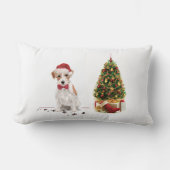 ワイヤーヘアジャック・ラッセルおもしろい・クリスマス犬 ランバークッション (正面)