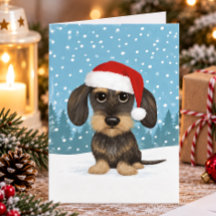 ワイヤーヘアードダックスフントのサンタテッケル犬クリスマス