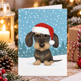 ワイヤーヘアードダックスフントのサンタテッケル犬クリスマス シーズンカード