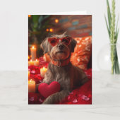 ワイヤーヘアード・ポインティング・グリフォンのハート満載のバレンタインデー カード (正面)