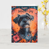 ワイヤーヘアード・ポインティング・グリフォンのハート Valentine's Day カード (黄色い花)