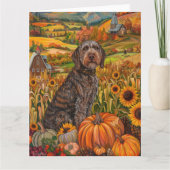 ワイヤーヘアード・ポインティング・グリフォンの秋の感謝祭 カード (正面)