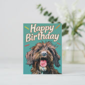 ワイヤーヘアード・ポインティング・グリフォン ハッピーバースデー ポストカード (スタンド正面)