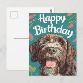 ワイヤーヘアード・ポインティング・グリフォン　ハッピーバースデー ポストカード (正面/裏面)