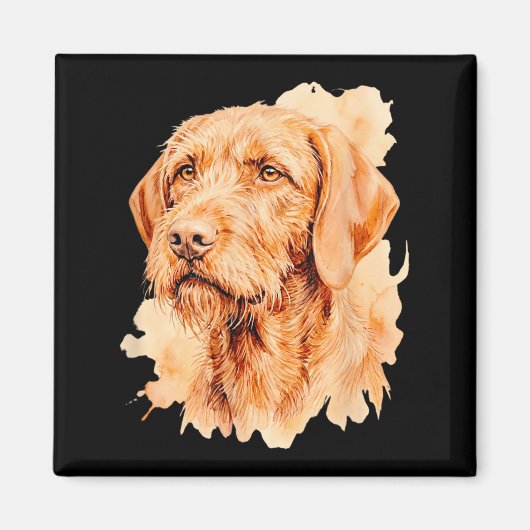 ワイヤーヘアード・ヴィズラ犬の飼い主 - アート作品 マグネット (正面)