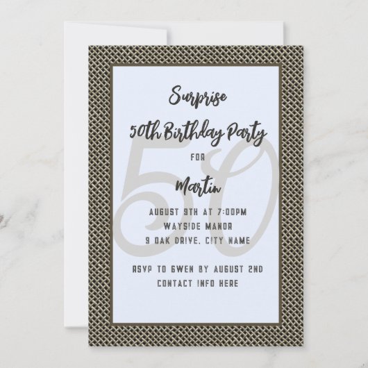 ワイヤーメッシュ成人男性の誕生日パーティーの招待 招待状 (正面)