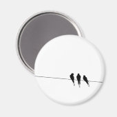 ワイヤー上のブラックバードのシルエット マグネット (正面/裏面)