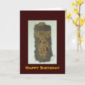 ワイヤー女性の民族のハッピーバースデー カード (黄色い花)