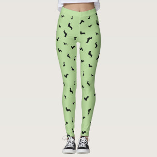 ワイヤー毛のダックスフントの黒のシルエットのレギンス レギンス