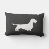 ワイヤー髪のダックスフントのシルエット ランバークッション (裏面)
