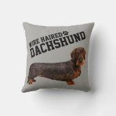 ワイヤー髪のダックスフントの図解入りの、写真付きのな枕 クッション (裏面)