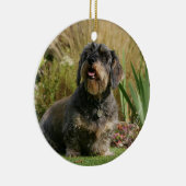 ワイヤー髪の標準的なダックスフント セラミックオーナメント (右)