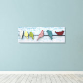 ワイヤ上の鳥36インチx 12インチ、1.5インチ キャンバスプリント (インサイチュ (ウッドフロア))