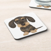 ワイヤ毛のダクシュント|かわいい漫画のドッグテッケル コースター (左側)