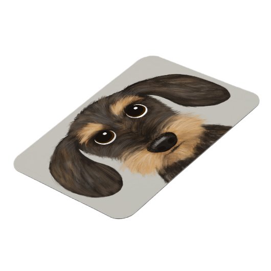 ワイヤ毛のダクシュント|かわいい漫画のドッグテッケル マグネット (左側)