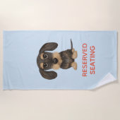 ワイヤ毛のダクシュント|テッケル(文字付き) ビーチタオル (正面)