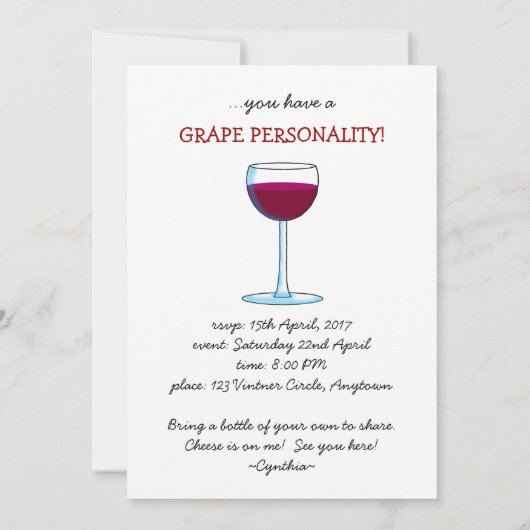 ワイユーモアのあるンテイスティングパーティーオエノピレ招待状 招待状 (裏面)