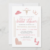 ワイヨノナ赤面女性のカーボーイラストロデオブライダルシャワー 招待状 (正面)