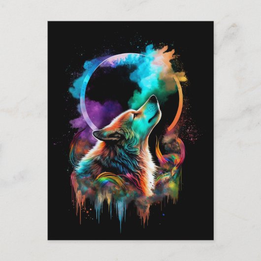 ワイルダネスの呼び出し – Rainbow Wolfポストカード ポストカード (正面)