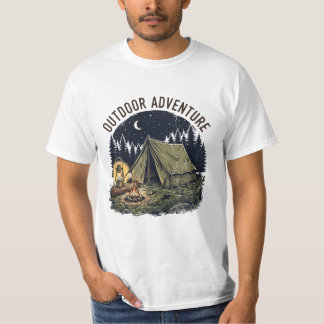 ワイルダーネス・ナイトキャンプ - ビンテージの森とキャンプファイヤー Tシャツ