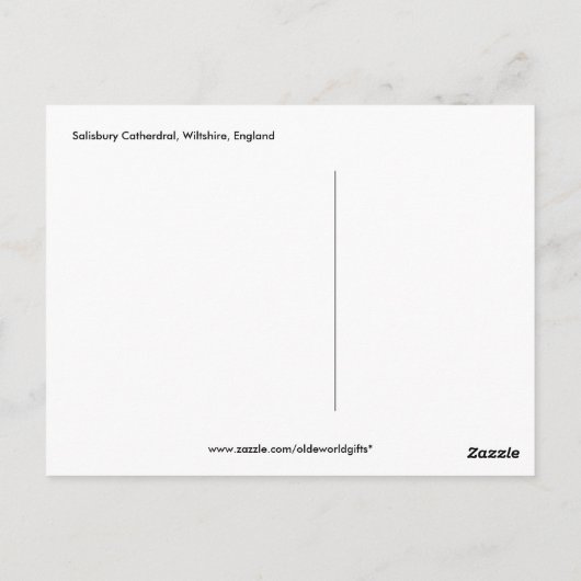 ワイルトシャー州ソールズベリー大聖堂II ポストカード (裏面)