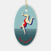 ワイルドおもしろいスイミングウーマン セラミックオーナメント (右)