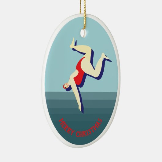 ワイルドおもしろいスイミングウーマン セラミックオーナメント (右)