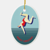 ワイルドおもしろいスイミングウーマン セラミックオーナメント (正面)