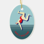 ワイルドおもしろいスイミングウーマン セラミックオーナメント (裏面)