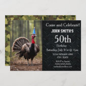 ワイルドおもしろいトルコ狩りメンズ迷彩柄誕生日 招待状 (正面/裏面)