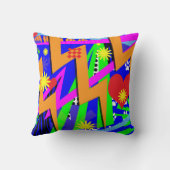 ワイルドおもしろいネオンエクスプロススローバックデザイン クッション (裏面)