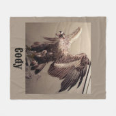 ワイルドおもしろいバード愛国的なアメリカワシ フリースブランケット (正面(横))