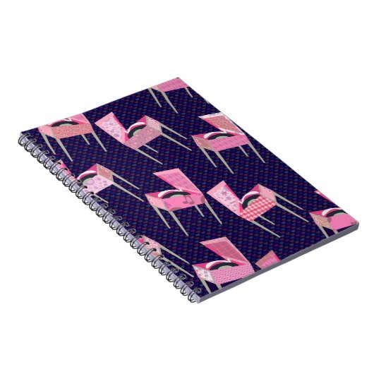 ワイルドおもしろいピンク50年代記録プレーヤーパターン ノートブック (右側)