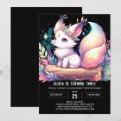 ワイルドお洒落キツネ誕生日デジタル 招待状 (正面/裏面)