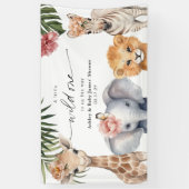 ワイルドかわいらしワンかわいいサファリ動物ガールバック 横断幕 (縦)