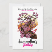 ワイルドさくらんぼブロッサム誕生日 招待状 (正面)