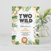 ワイルドすぎる2歳の誕生日パーティー サファリ動物パーティー 招待状 (スタンド正面)