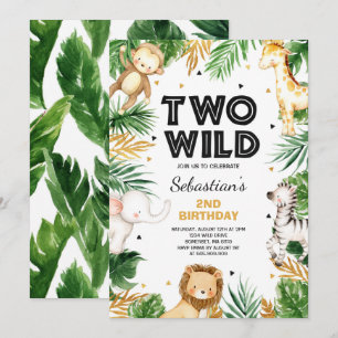 ワイルドすぎる2歳の誕生日パーティー サファリ動物パーティー 招待状