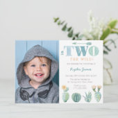 ワイルドだ！男の子の2番目の誕生日パーティー写真 招待状 (スタンド正面)