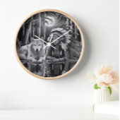 ワイルドつながり:ウルフとガール ラージ壁時計