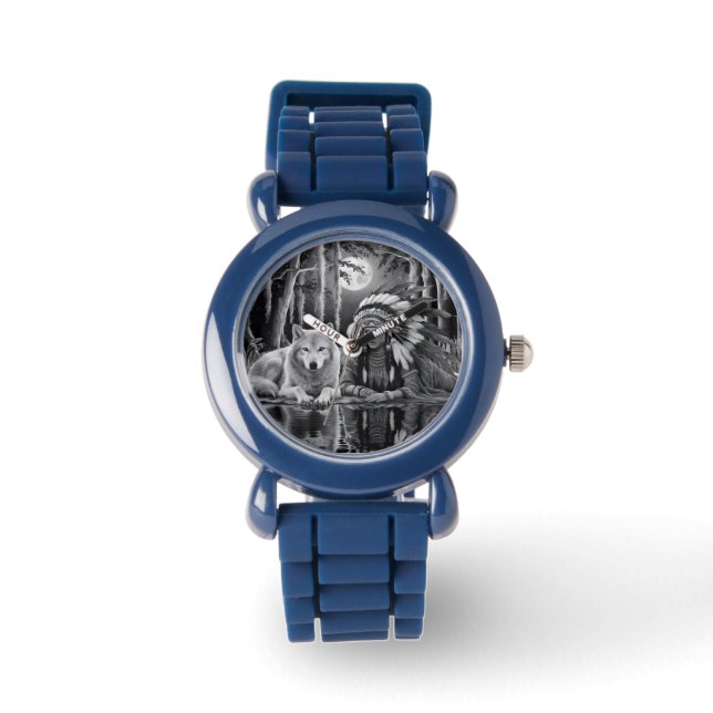 ワイルドつながり：ウルフとガール 腕時計 (正面)