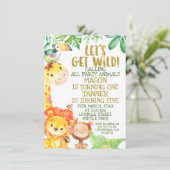 ワイルドでいこう！共同ゴールドサファリ動物誕生日 招待状 (スタンド正面)