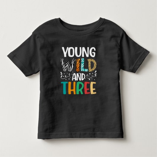 ワイルドでおもしろい3歳の女の子と男の子の誕生日 トドラーTシャツ (正面)