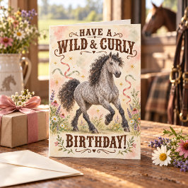 ワイルドでカーリーなアメリカン・バシキール・カーリーの誕生日 カード