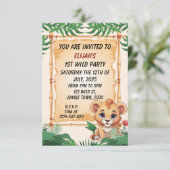 ワイルドでキュートなライオンのジャングルテーマの招待状 招待状 (スタンド正面)