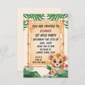 ワイルドでキュートなライオンのジャングルテーマの招待状 招待状 (正面/裏面)